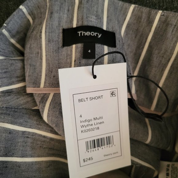Theory High Waist Striped Linen Shorts - Picture 8 of 10